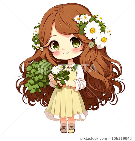 Kawaii  cartoon  woman  flower Japan  bunch  bunch of flowers beautiful  beautiful woman  cute cute lady  child  girl cute baby girl  cartoon woman photo Ai  picture  photo picture Ai  illustration   106319943
