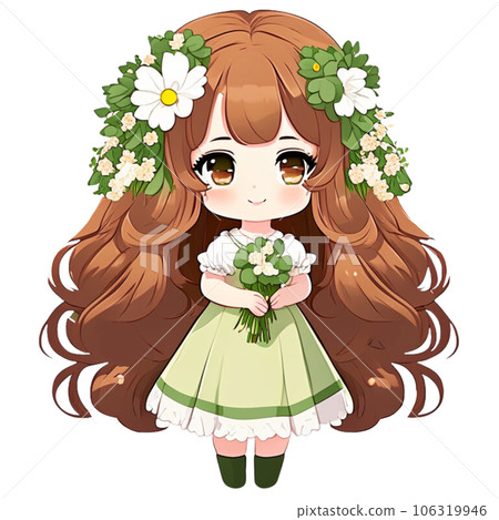 Kawaii  cartoon  woman  flower Japan  bunch  bunch of flowers beautiful  beautiful woman  cute cute lady  child  girl cute baby girl  cartoon woman photo Ai  picture  photo picture Ai  illustration   106319946