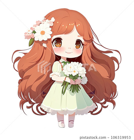 Kawaii  cartoon  woman  flower Japan  bunch  bunch of flowers beautiful  beautiful woman  cute cute lady  child  girl cute baby girl  cartoon woman photo Ai  picture  photo picture Ai  illustration   106319953