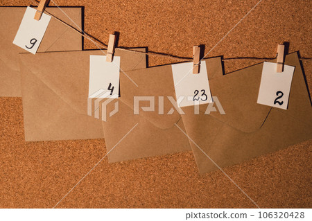 Original Advent Calendar made of envelopes in earth tones recycling eco zero waste concept conscientious Christmas, sustainability, Conscious celebration, sustainable Christmas, zero waste Christmas Original Advent Calendar made of envelopes in earth tones recycling eco zero waste concept conscientious Christmas, sustainability, Conscious celebration, sustainable Christmas, zero waste Christmas 106320428