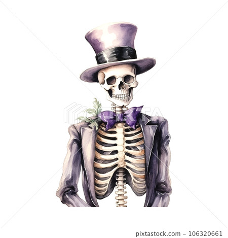Watercolor halloween skeleton watercolor for wallpaper design 106320661