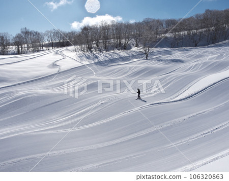 Madarao Kogen Ski Resort in winter Snowboarders on the Giant Course 106320863