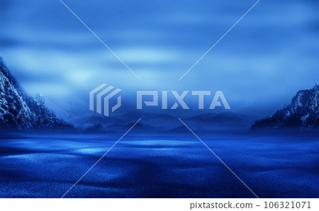 Chinese style blue desert mountain scene future space sense poster background Chinese style blue desert mountain scene future space sense poster background 106321071