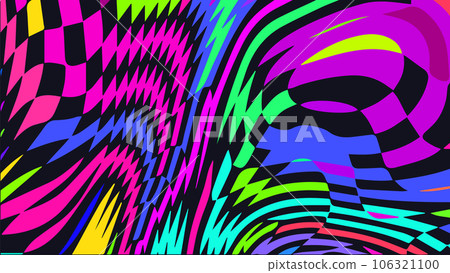 Distorted twisted checkered background. Trippy strip psychedelic pattern. Distorted twisted checkered background. Trippy strip psychedelic pattern. 106321100