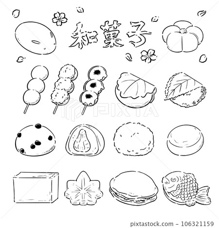 手繪日本糖果插圖集單色 106321159