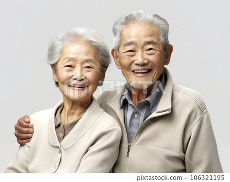 微笑的老年夫婦擁抱 AI 圖像生成 106321195