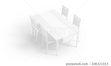Blank white table runner mockup, side view 106321913