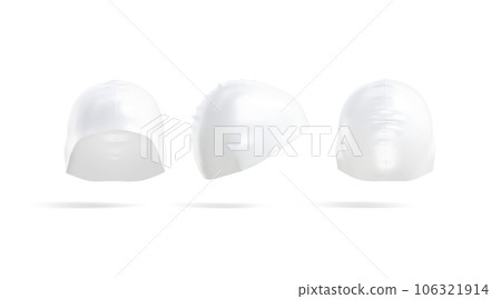 Blank white sport swim cap mockup front, side, back mockup Blank white sport swim cap mockup front, side, back mockup 106321914
