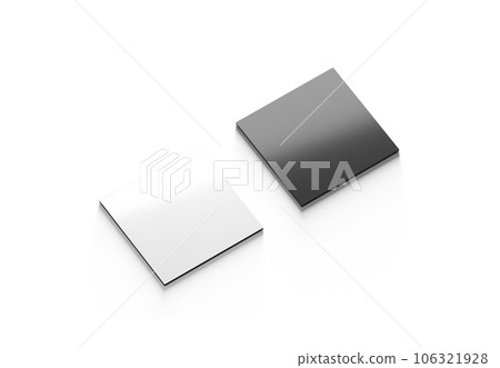 Blank black and white square fridge magnet mockup, side view Blank black and white square fridge magnet mockup, side view 106321928