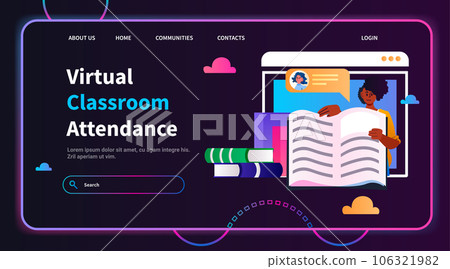 student in virtual classroom using smart interactive board virtual attendance e-learning online education concept horizontal 106321982