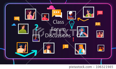 students in virtual classroom on class forum discussions e-learning online education concept horizontal copy space students in virtual classroom on class forum discussions e-learning online education concept horizontal copy space 106321985