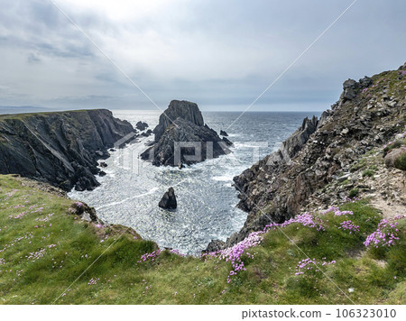 The sea cliffs and stacks at Malin Head. the Northern most point in Ireland 106323010