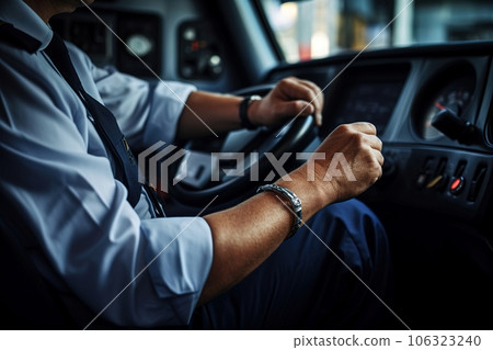 City bus driver during work 106323240