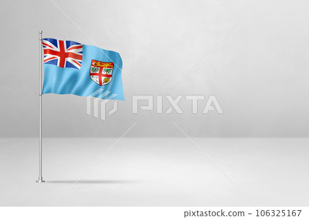 Fijian flag isolated on white concrete wall background Fijian flag isolated on white concrete wall background 106325167