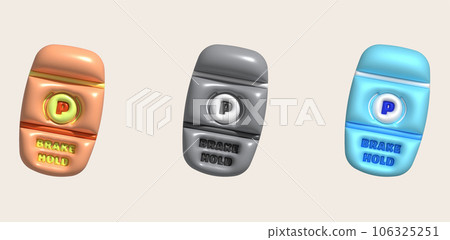 3d illustration Remote key icon with brake symbol and brake commands via remote control safety symbol. 106325251