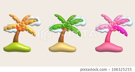 3d illustration coconut trees and clouds 106325255