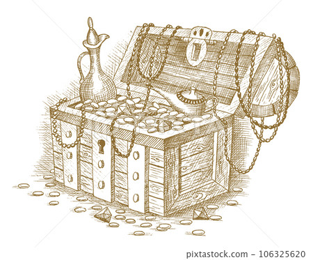Treasure chest drawn by hand 106325620