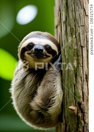 a heartwarming depiction of a tender sloth capturing its gentle nature and endearing person 106325754