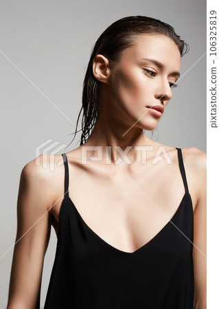 beautiful girl with wet hair. pretty young woman beautiful girl with wet hair. pretty young woman 106325819