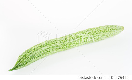 Bitter gourd on a white background board. 106326413