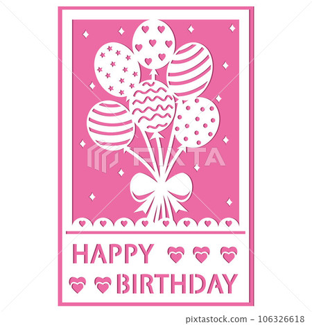 Happy Birthday greeting card with papercut style balloons 106326618