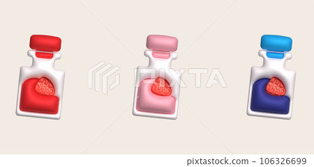 3d illustration condiment jar with strawberries inside. used for cooking. minimal style. 3d illustration condiment jar with strawberries inside. used for cooking. minimal style. 106326699