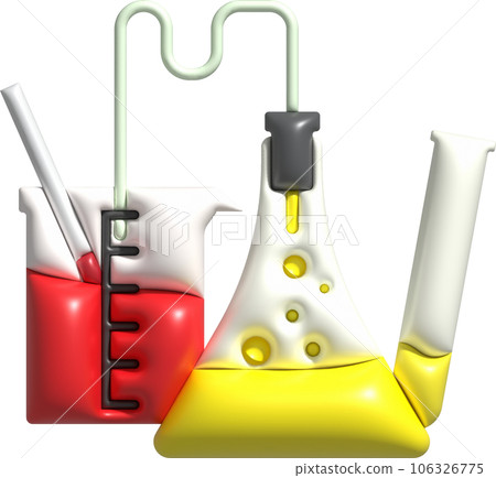 3D icon. Isolated flask or flask for chemistry. Laboratory glassware for medical or scientific education .Minimalist style icons 106326775