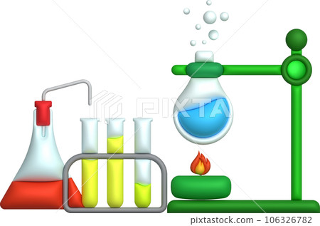 3D icon. Isolated flask or flask for chemistry. Laboratory glassware for medical or scientific education .Minimalist style icons 3D icon. Isolated flask or flask for chemistry. Laboratory glassware for medical or scientific education .Minimalist style icons 106326782