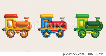 3d icon children's constructor train with trailers. The concept of preschool education. 106326794