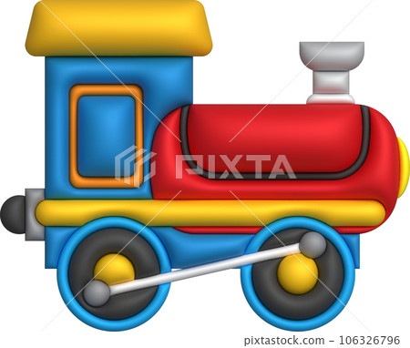 3d icon children's constructor train with trailers. The concept of preschool education. 3d icon children's constructor train with trailers. The concept of preschool education. 106326796