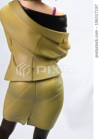 一個穿緊身裙的女人的後視圖 106327197