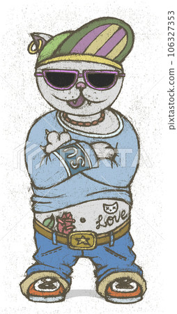 Cat rapper. Vector illustration. 106327353