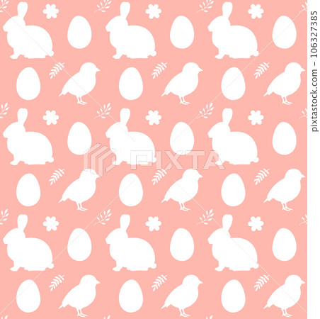 Vector seamless pattern of Easter rabbit chick 106327385