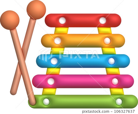 3d icon.Cute xylophone toy, music instrument for kids.Minimal style. 106327637