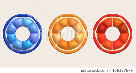 3D illustration Watermelon shaped swimming ring,Swim lifesaver,Summer vacation or trip safety. 106327679