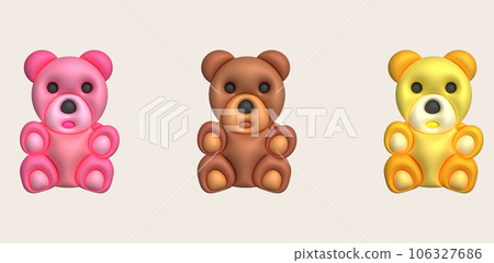3d icon. Cute sitting teddy bear. minimalist style icon 106327686