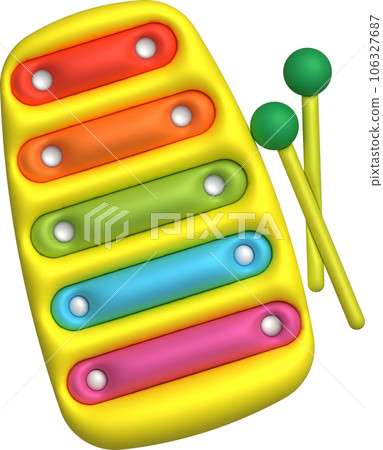 3d icon.Cute xylophone toy, music instrument for kids.Minimal style. 106327687