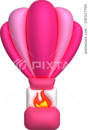 3d icon. Travel with hot air balloon flying gas and clouds. Minimal style icon. 3d icon. Travel with hot air balloon flying gas and clouds. Minimal style icon. 106327700