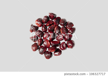 Red Bitter gourd fruit isolated on white background. Top view. Flat lay 106327717