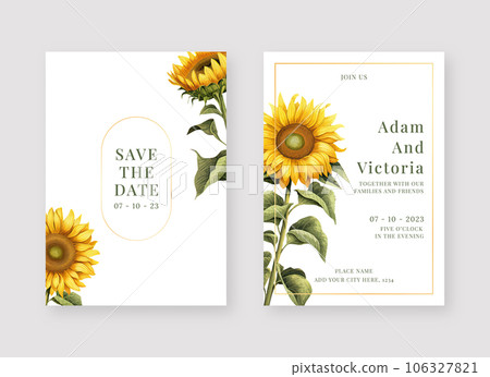 Minimalist invitation card template. Set of wedding invitation card template design. Vector decorative design background. 106327821