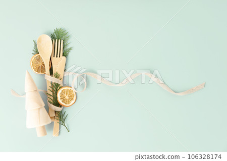 Zero waste, eco friendly Christmas concept, flat lay Zero waste, eco friendly Christmas concept, flat lay 106328174