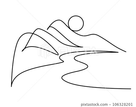 Mountain landscape hand drawn Continuous one line drawing 106328201