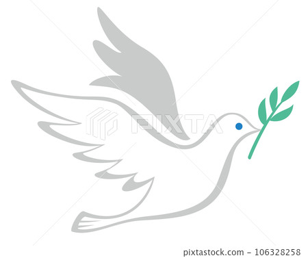 拍打白鴿（橄欖枝）/鴿子剪影的彩色插圖 106328258