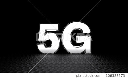5G LTE title made of metal. Technology sign. 3d rendering 106328373