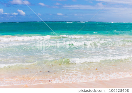 Dominican republic. Bavaro beach. Coastal Caribbean landscape 106328408