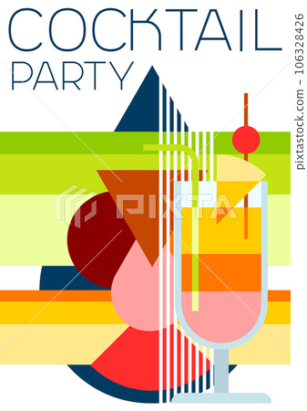 Cocktail party invitation. Abstract background with stylized drink. 106328426