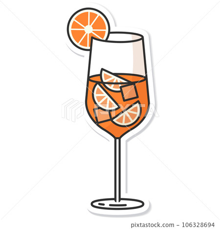 Sticker glass of aperol spritz isolated vector illustration, minimal design. aperol spritz icon on a white background. Vector illustration Sticker glass of aperol spritz isolated vector illustration, minimal design. aperol spritz icon on a white background. Vector illustration 106328694