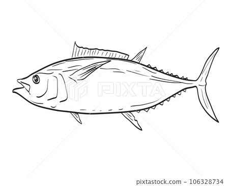 Atlantic Bigeye Tuna Fish in New England and Mid Atlantic Cartoon Drawing 106328734