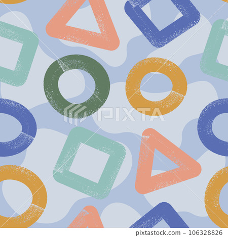 Modern geometric trendy shapes seamless pattern. Bold brush line objects ornament. 106328826