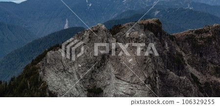 Canadian Mountain Landscape Nature Background. Aerial Panorama. Canadian Mountain Landscape Nature Background. Aerial Panorama. 106329255